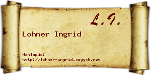 Lohner Ingrid névjegykártya
